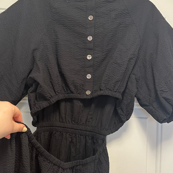 Madewell Seersucker Puff-Sleeve Cutout Mini Dress - Picture 5 of 7